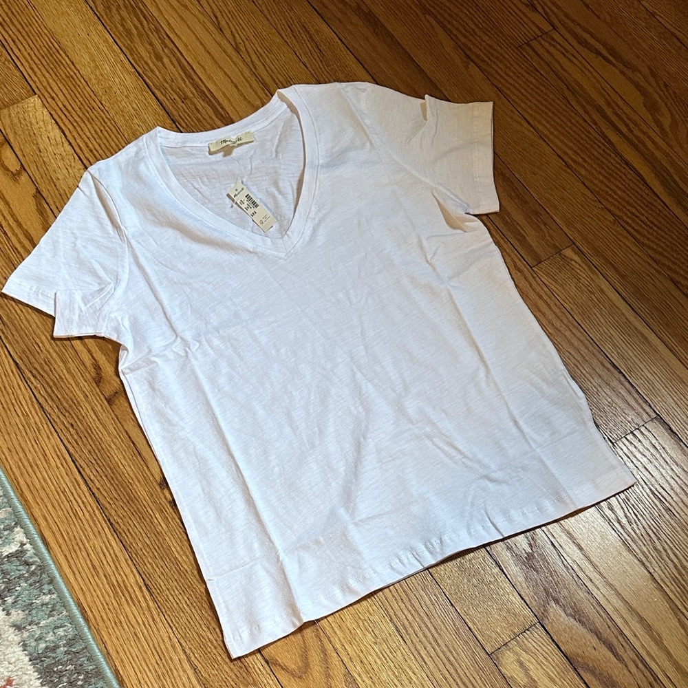 Madewell White V-Neck Tee